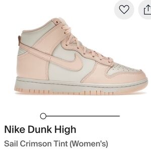 Nike Dunk High Women's Sail Crimson Tint Womens 7 EUC